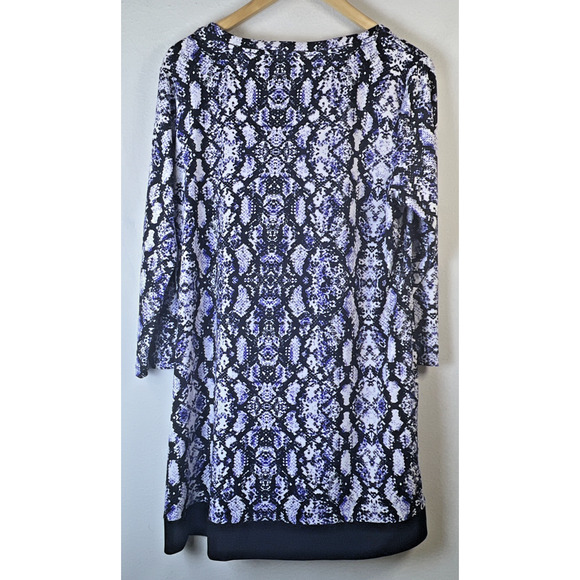 Calvin Klein Snakeskin purple black Stretch Midi Knit Sheath Dress 90's Large - Picture 8 of 10
